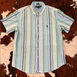 U.S. Polo Assn. Men's Multicolor Striped Button Down Shirt size L